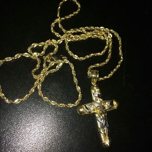 10K Gold Chain/ Jesus Pendant